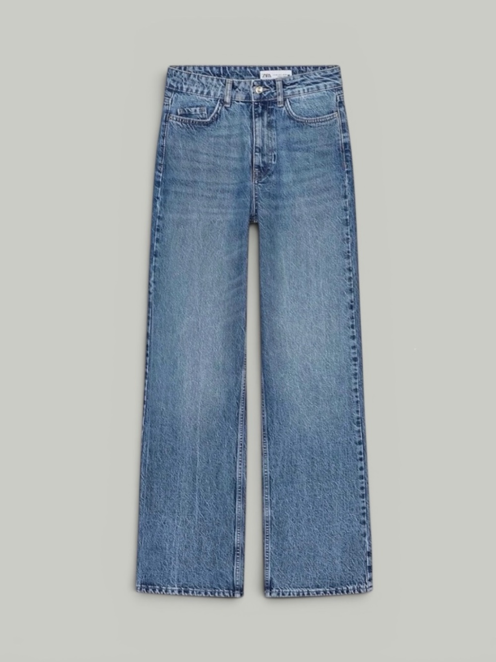 Zara Mid-Blue High-Waisted Straight Leg Jeans